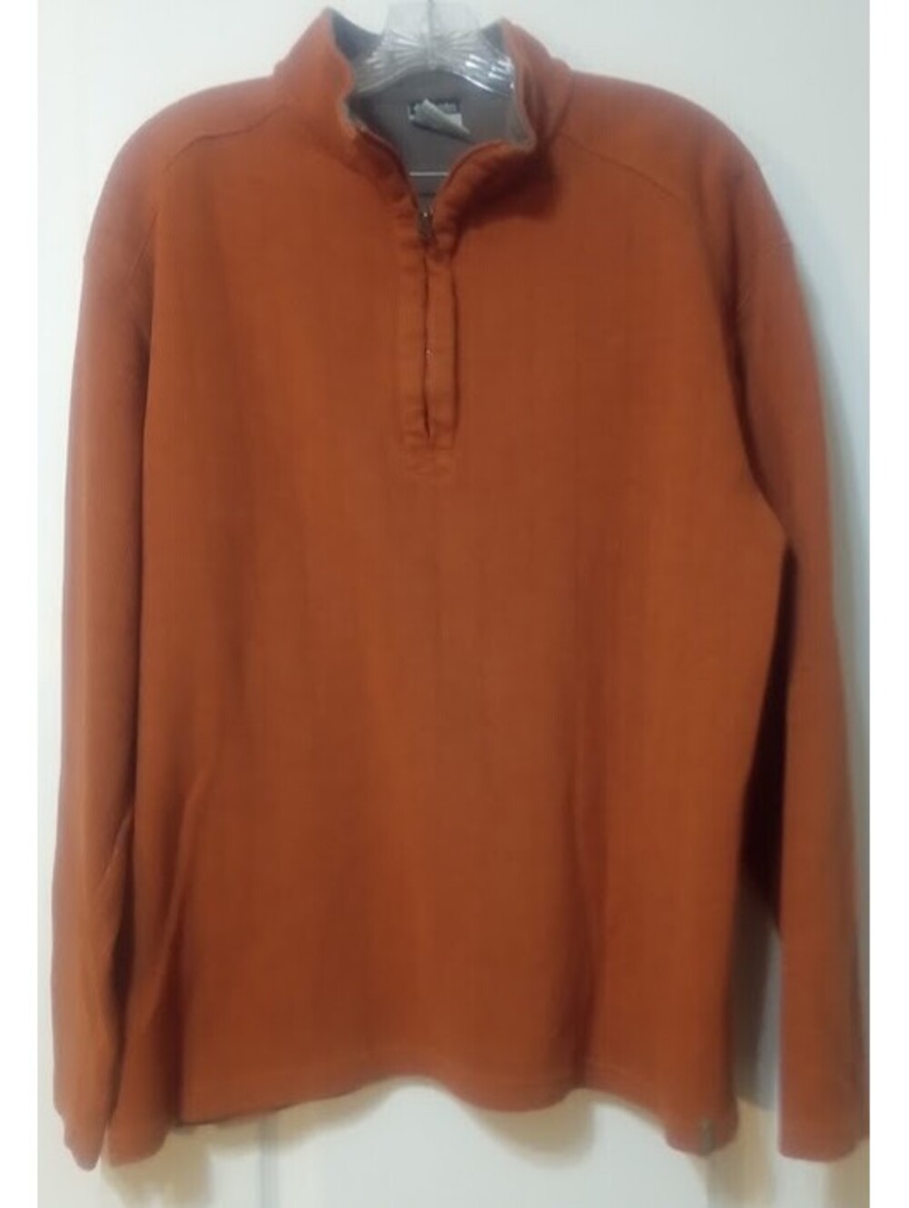 Burnt Orange Quarter‑Zip Pullover — Columbia, Size Large